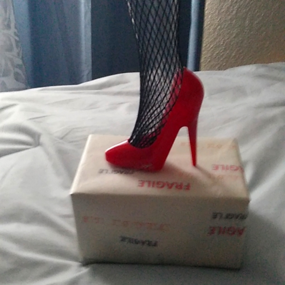 Conversation Piece!  Lovely net stocking lady leg !